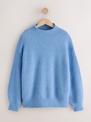 Light Blue Long Sleeve Standneck Knit Jumper With Wool - Image 1 of 3