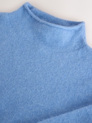 Light Blue Long Sleeve Standneck Knit Jumper With Wool - Image 7 of 7