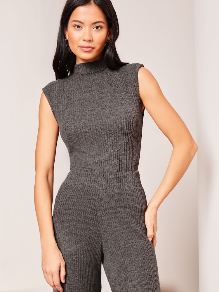 Lipsy Grey Cosy High Neck Knitted Vest Top - Image 4 of 4 Lipsy Grey Cosy High Neck Knitted Vest Top - Image 4 of 4