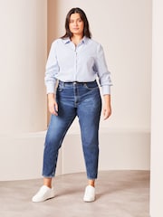 Lipsy Blue Stripe Curve Collared Button Through Shirt - Image 3 of 4