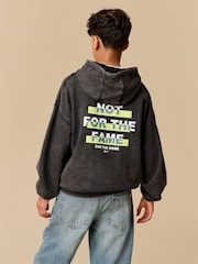 Reebok Boys Oversized Washed Graphic 100% Cotton Black Hoodie - Image 1 of 9