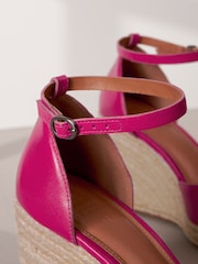Pink Signature Leather Closed Toe Bow Wedges - Image 4 of 6