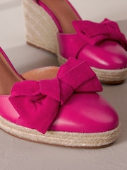 Pink Signature Leather Closed Toe Bow Wedges - Image 5 of 6
