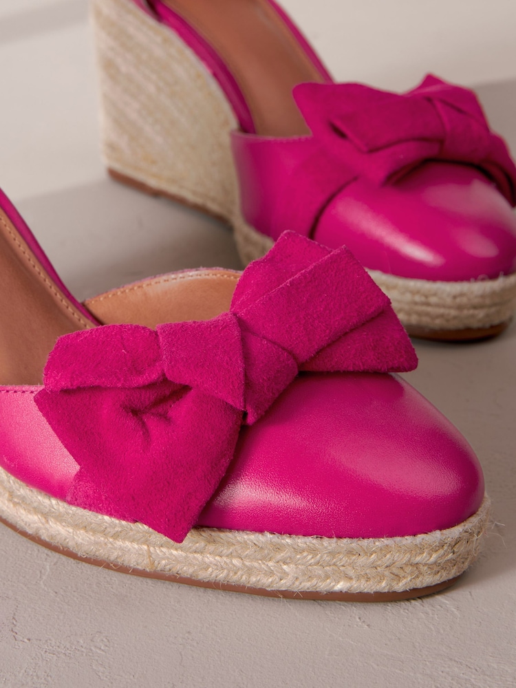 Buy Pink Signature Leather Closed Toe Bow Wedges from Next Netherlands