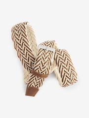 Tan Brown Weave Leather Belt - Image 3 of 3