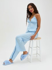 Boux Avenue Blue Broderie Cotton Long Pyjamas Set - Image 1 of 5