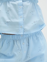 Boux Avenue Blue Broderie Cotton Long Pyjamas Set - Image 4 of 5