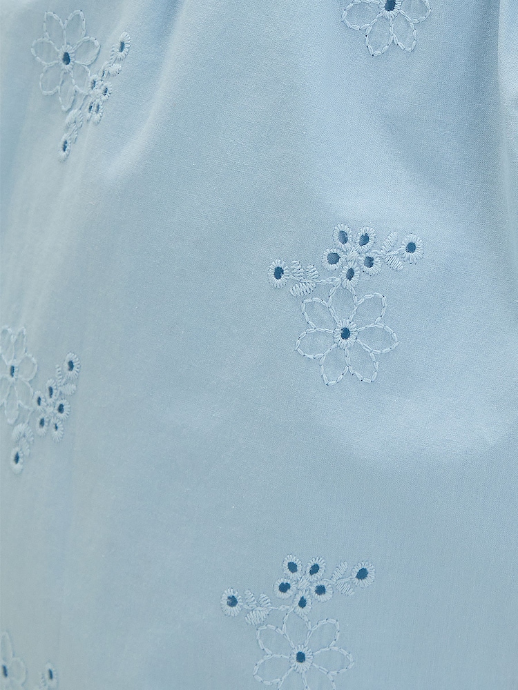 Boux Avenue Blue Broderie Cotton Long Pyjamas Set - Image 5 of 5 Boux Avenue Blue Broderie Cotton Long Pyjamas Set - Image 5 of 5