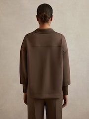 Reiss Chocolate Bernie Relaxed Open-Collar Jumper - Image 5 of 6