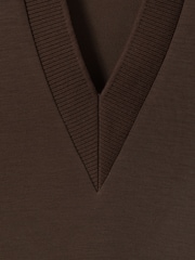 Reiss Chocolate Bernie Relaxed Open-Collar Jumper - Image 6 of 6