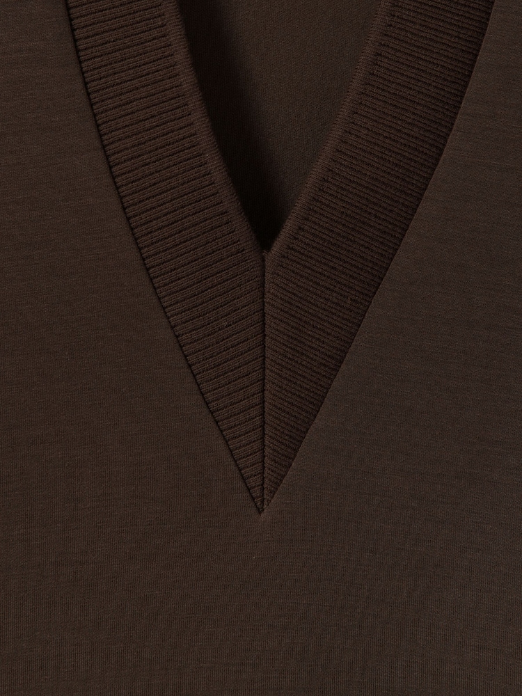Reiss Chocolate Bernie Interlock Open-Collar Sweatshirt - Image 7 of 7 Reiss Chocolate Bernie Interlock Open-Collar Sweatshirt - Image 7 of 7