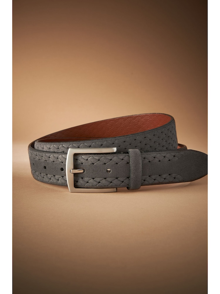 Grey Signature Suede Textured Belt - Image 2 of 3 Grey Signature Suede Textured Belt - Image 2 of 3