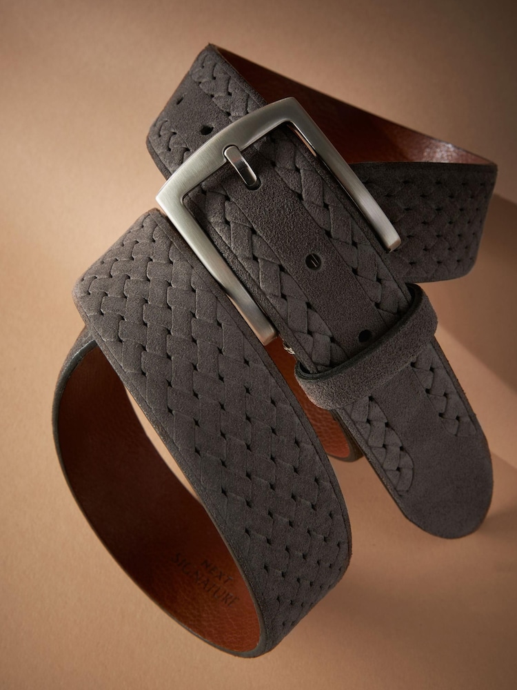 Grey Signature Suede Textured Belt - Image 3 of 3