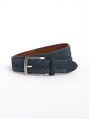 Navy Blue Signature Suede Textured Belt - Image 2 of 5