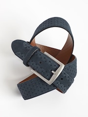 Navy Blue Signature Suede Textured Belt - Image 3 of 5