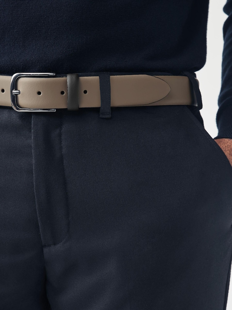 Neutral Stone Smooth Leather Belt - Image 1 of 1