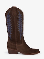 Penelope Chilvers Goldie Embroidered Cowboy Brown Boots - Image 1 of 7
