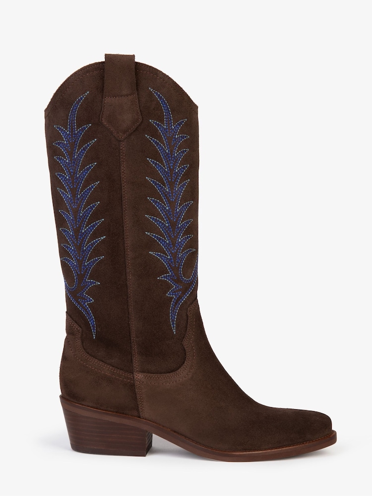 Penelope Chilvers Goldie Embroidered Cowboy Brown Boots - Image 1 of 7