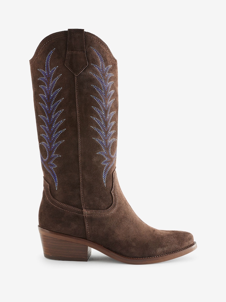 Penelope Chilvers Goldie Embroidered Cowboy Brown Boots - Image 2 of 7