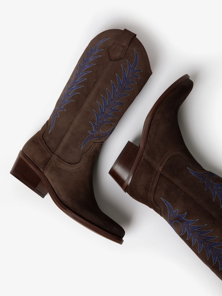 Penelope Chilvers Goldie Embroidered Cowboy Brown Boots - Image 4 of 7