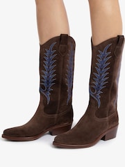 Penelope Chilvers Goldie Embroidered Cowboy Brown Boots - Image 5 of 7
