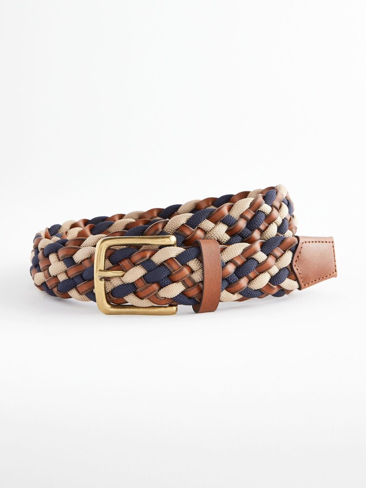 Navy Weave Leather Belt - Image 2 of 3 Navy Weave Leather Belt - Image 2 of 3