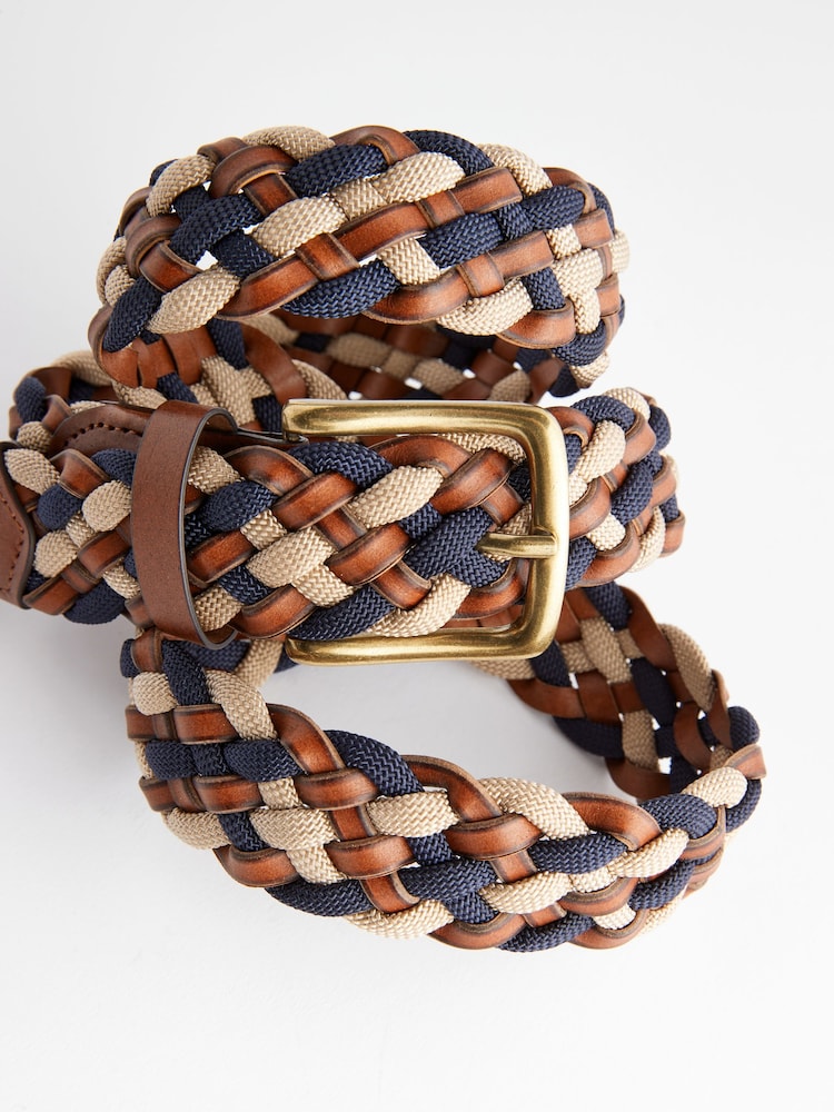 Navy Weave Leather Belt - Image 3 of 3 Navy Weave Leather Belt - Image 3 of 3