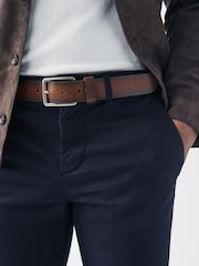Tan Brown Casual Perforated Leather Belt - Image 1 of 3