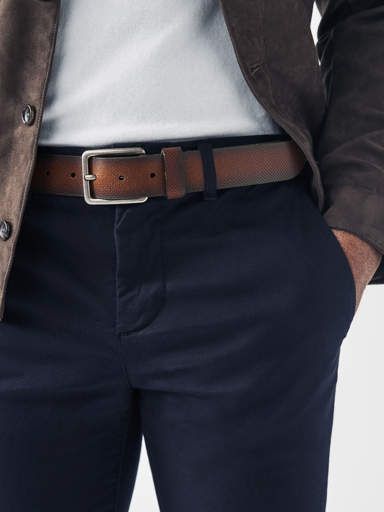Tan Brown Casual Perforated Leather Belt - Image 1 of 3