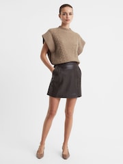 Madeleine Thompson Oatmeal Madeleine Thompson Wool-Cashmere Crew Neck Vest - Image 1 of 5