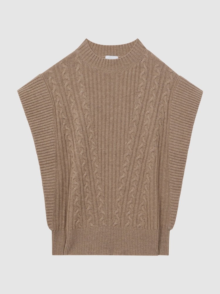 Madeleine Thompson Oatmeal Madeleine Thompson Wool-Cashmere Crew Neck Vest - Image 2 of 5