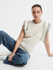 Madeleine Thompson Cream Madeleine Thompson Wool-Cashmere Ruffle Sleeve Vest - Image 1 of 5