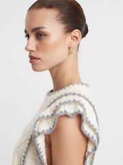 Madeleine Thompson Cream Madeleine Thompson Wool-Cashmere Ruffle Sleeve Vest - Image 4 of 5