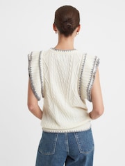 Madeleine Thompson Cream Madeleine Thompson Wool-Cashmere Ruffle Sleeve Vest - Image 5 of 5