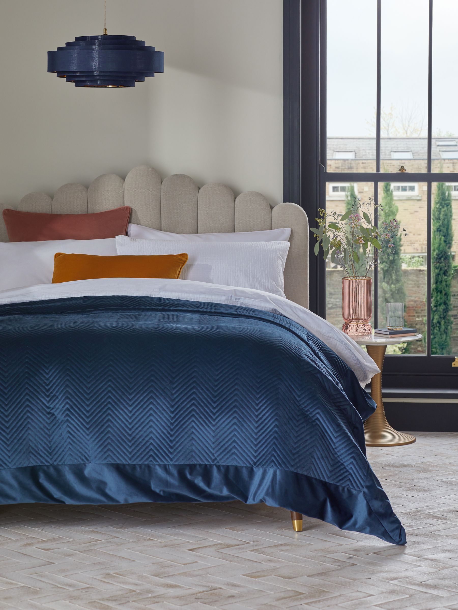 Next blue velvet bed discount