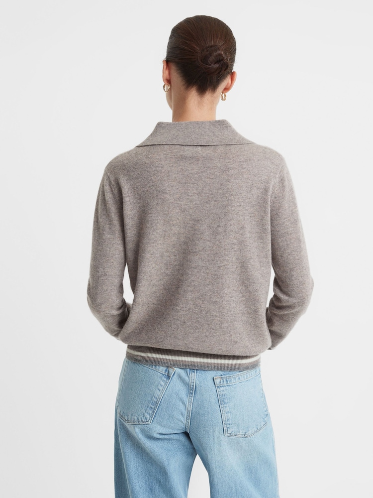 Madeleine Thompson Dark Oatmeal Madeleine Thompson Wool-Cashmere Polo Jumper - Image 2 of 5