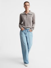 Madeleine Thompson Dark Oatmeal Madeleine Thompson Wool-Cashmere Polo Jumper - Image 3 of 5