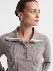 Madeleine Thompson Dark Oatmeal Madeleine Thompson Wool-Cashmere Polo Jumper - Image 4 of 5