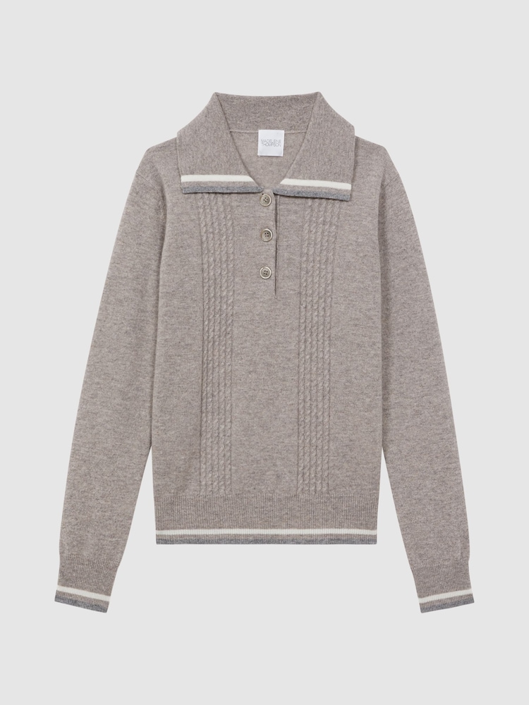 Madeleine Thompson Dark Oatmeal Madeleine Thompson Wool-Cashmere Polo Jumper - Image 5 of 5 Madeleine Thompson Dark Oatmeal Madeleine Thompson Wool-Cashmere Polo Jumper - Image 5 of 5