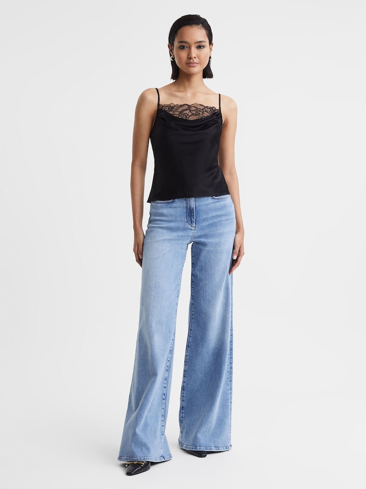 Anna Quan Satin Lace Cowl Neck Camisole - Image 1 of 5