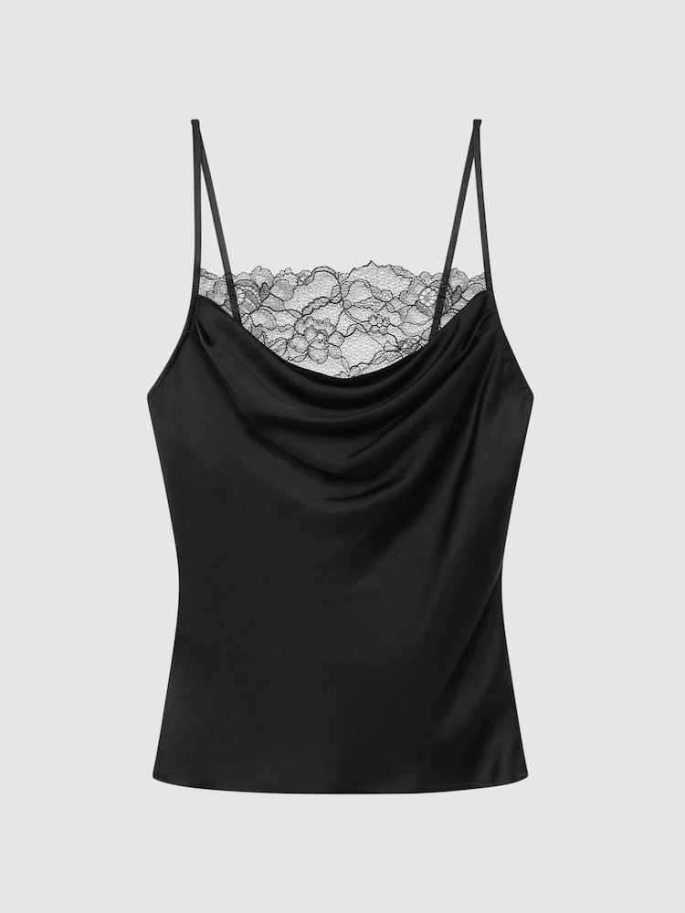 Anna Quan Satin Lace Cowl Neck Camisole - Image 2 of 5