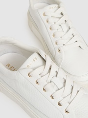 Reiss White Leanne Grained Leather Platform Trainers - Image 5 of 5