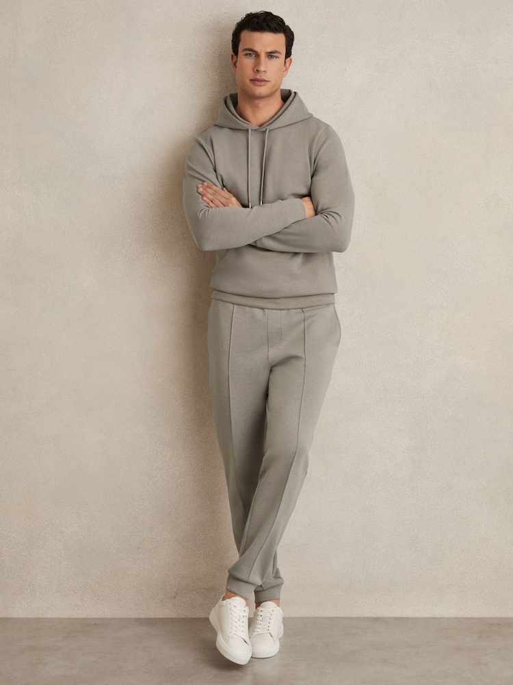Taupe (Taupe) - Sweat à capuche en jersey interlock Reiss Fabien - Image 3 of 8