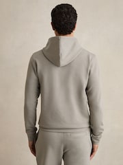 Reiss Taupe Fabien Interlock Jersey Drawstring Hoodie - Image 6 of 8