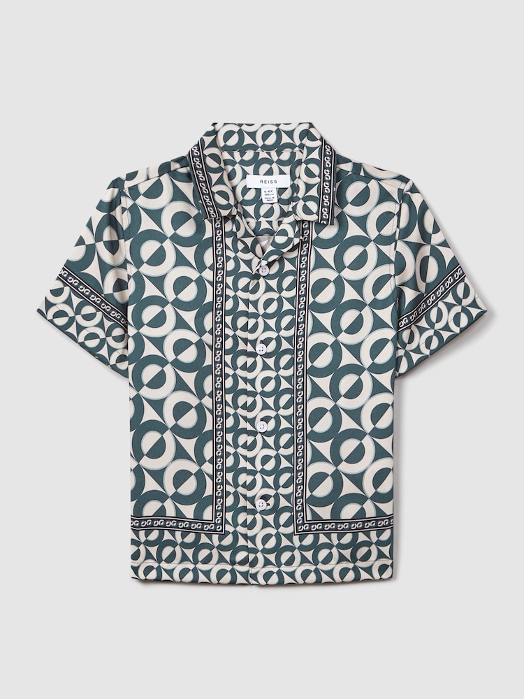 Camisa estampada con cuello cubano Prentice de Reiss - Imagen 2 de 6