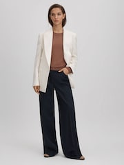Reiss Dusty Pink Andi Oversized Wool Blend Crew Neck Jumper - Image 3 of 7