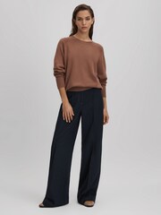 Reiss Dusty Pink Andi Oversized Wool Blend Crew Neck Jumper - Image 6 of 7