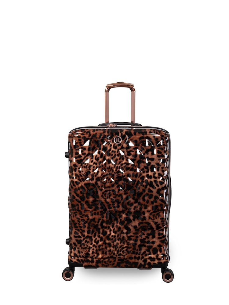 IT Luggage Brown Indulging Leopard Print Medium Suitcase - Image 2 of 8