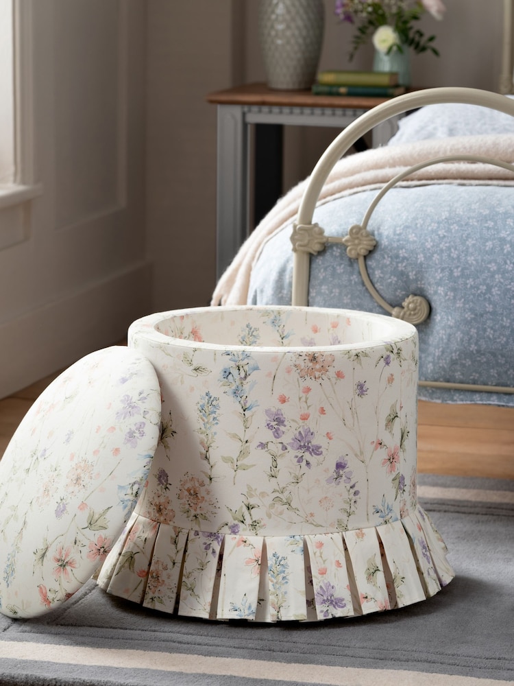 Laura Ashley Wild Meadow Chalk Pink Fifield Stool - Image 2 of 7 Laura Ashley Wild Meadow Chalk Pink Fifield Stool - Image 2 of 7