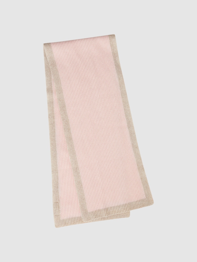 Reiss Pink Harper Wool Ribbed Scarf - Image 1 of 4